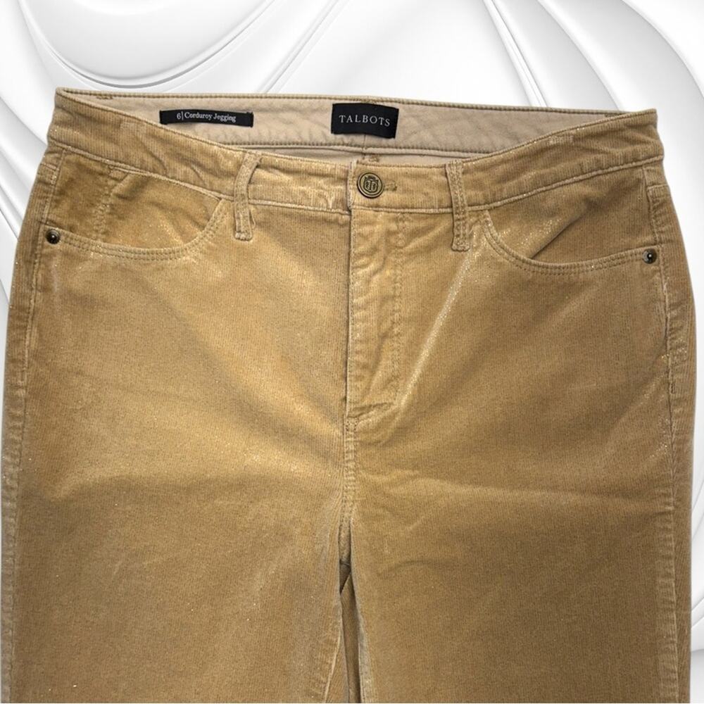 TALBOTS Women’s 6 Tan Metallic Gold Thread CORDUROY JEGGING